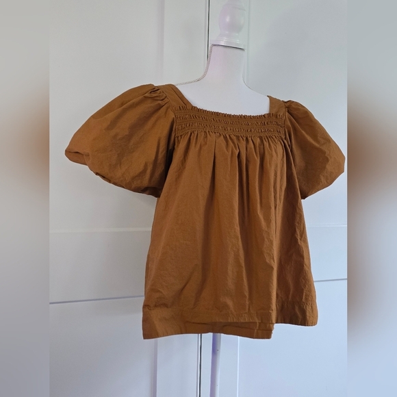 Maeve By Antropologie Women's Brown Puff Sleeve Top - Picture 6 of 15